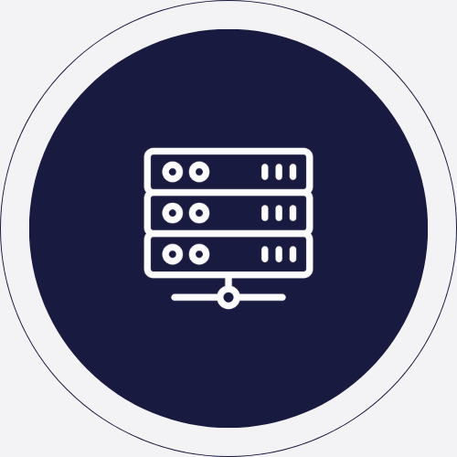Data and communications server rack icon.
